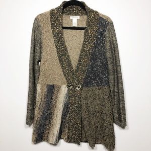 Orvis Multi-Design Wool Blend Cardigan Brown Size M